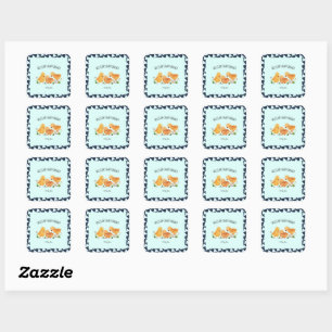 Sticker Carré Aquarelle Cute Little Chicken Famille Baby shower