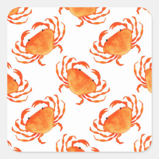 Sticker Carré Aquarelle de crabe : Motif Arrière - plan blanc