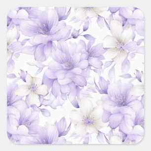 Sticker Carré Aquarelle délicate Fleurs violettes
