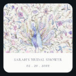 Sticker Carré Aquarelle douce et classique Peacock Flora Fête de<br><div class="desc">Classy Ornate Watercolor Peacock Collection - c'est une élégante aquarelle Illustration de paon floral pastel aquarelle, avec une touche minimaliste moderne. Idéal pour vos mariage et fêtes de classe moderne. Il est très facile de customiser, avec vos données personnelles. Si vous avez besoin d'un autre produit correspondant ou de la...</div>
