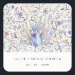 Sticker Carré Aquarelle douce et classique Peacock Flora Fête de<br><div class="desc">Classy Ornate Watercolor Peacock Collection - c'est une élégante aquarelle Illustration de paon floral pastel aquarelle, avec une touche minimaliste moderne. Idéal pour vos mariage et fêtes de classe moderne. Il est très facile de customiser, avec vos données personnelles. Si vous avez besoin d'un autre produit correspondant ou de la...</div>