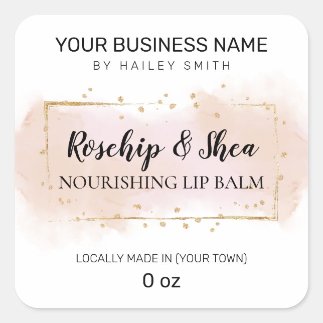 Sticker Carré Aquarelle douce Rosehip rose Balm (Devant)