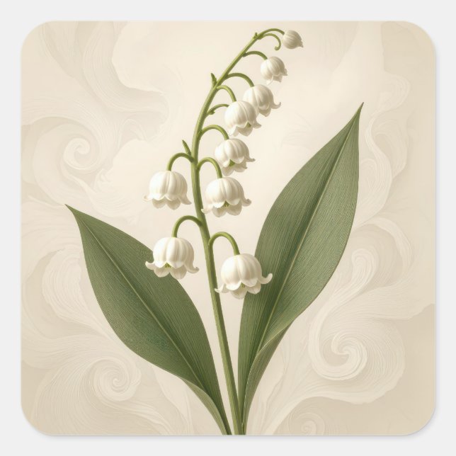 Sticker Carré Aquarelle du muguet (Devant)