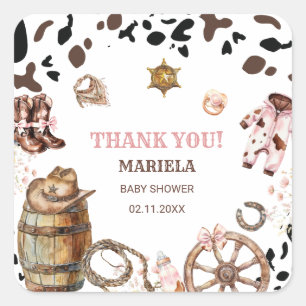 Sticker Carré Aquarelle élégante petite fille Rodeo Pays b