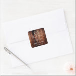 Sticker Carré Aquarelle feuille bois rustique monogramme merci<br><div class="desc">Feuilles d'olive aquarelle sur Mariage en bois grange autocollants Merci,  enveloppes Ajoutez vos monogrammes,  noms,  date mariage et vous pouvez changer le texte du Merci.</div>