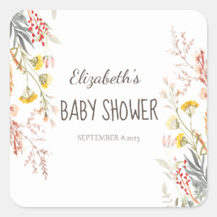 Sticker Carré Aquarelle Fleur sauvage pré séchée