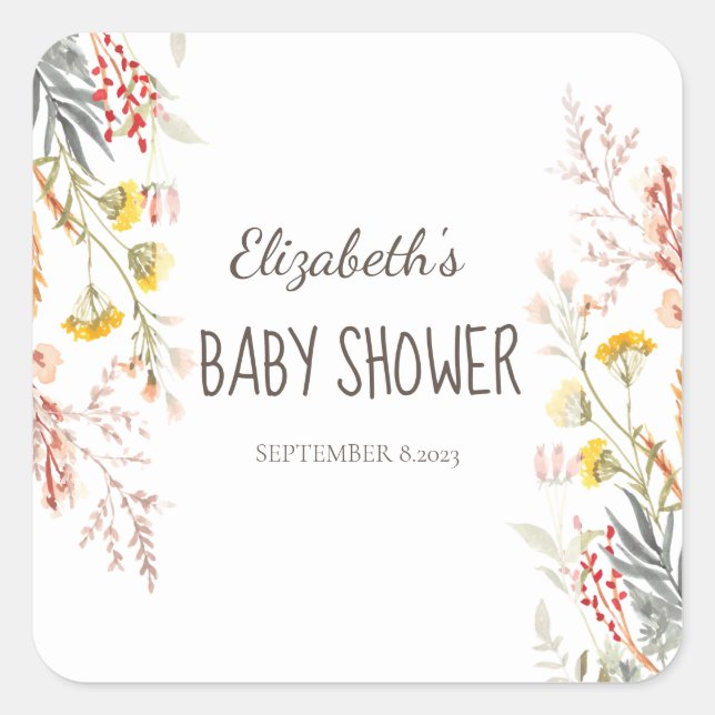 Sticker Carré Aquarelle Fleur sauvage pré séchée (Devant)