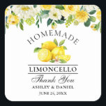 Sticker Carré Aquarelle Floral Citrons Limoncello Mariage Petit<br><div class="desc">Élégant Aquarelle Jaune Floral Verdure Citrons Limoncello Maison Mariage Remerciement Petit Autocollants</div>