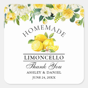 Sticker Carré Aquarelle Floral Citrons Limoncello Mariage Petit