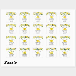 Sticker Carré Aquarelle Floral Lemons Limoncello Mariage Petit