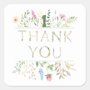 Sticker Carré Aquarelle florale Alphabet ABC Anniversaire