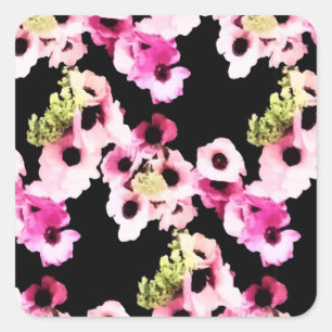 Sticker Carré Aquarelle florale de printemps rose pâle