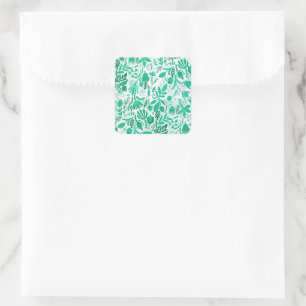 Sticker Carré Aquarelle florale du jardin de printemps rustique