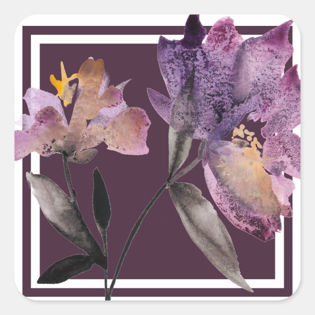 Sticker Carré Aquarelle florale III (Devant)