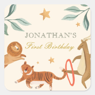 Sticker Carré Aquarelle forêt mignon animal Baby shower Carré S