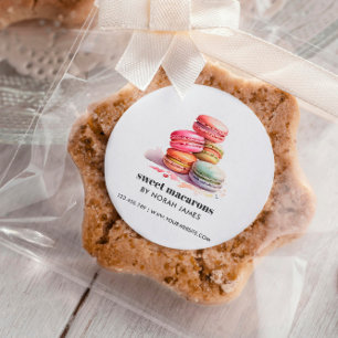 Sticker Carré Aquarelle Macarons Sweet Cake SITE