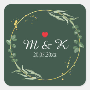 Sticker Carré Aquarelle Mariage de verdure