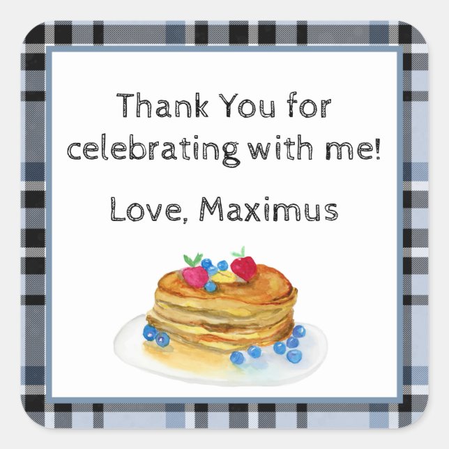 Sticker Carré Aquarelle Merci Pancake Brunch (Devant)