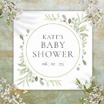 Sticker Carré Aquarelle moderne Baby shower vert<br><div class="desc">Conçu pour coordonner avec notre collection de baby showers Feuille de printemps doux. Doté de délicats feuilles d'aquarelle,  cet autocollant de baby shower botanique chic peut être personnalisé avec vos informations de baby shower spéciales. Conçu par Thisisnotme©</div>