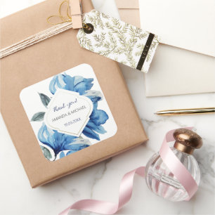 Sticker Carré Aquarelle moderne Boho Indigo Bleu Abstrait