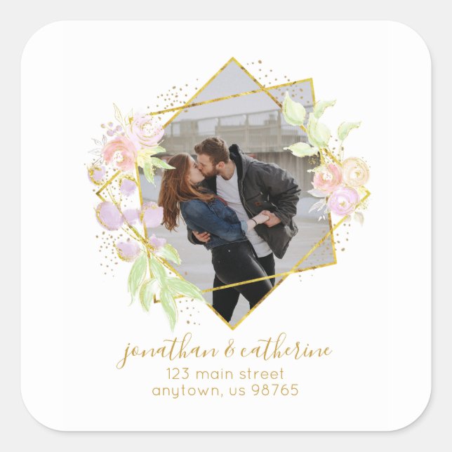 Sticker Carré Aquarelle moderne photo retour (Devant)