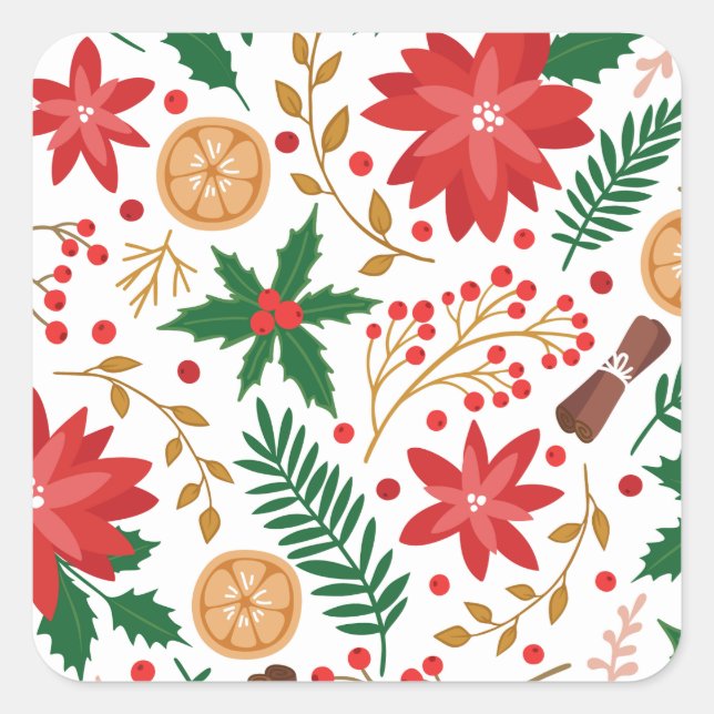 Sticker Carré Aquarelle moderne sapin vert de Noël (Devant)