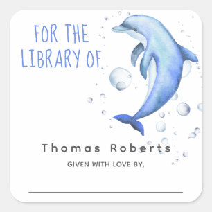 Sticker Carré Aquarelle nautique - baby shower