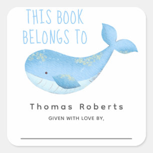 Sticker Carré Aquarelle nautique - baby shower