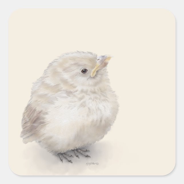 Sticker Carré Aquarelle numérique Baby Sparrow (Devant)