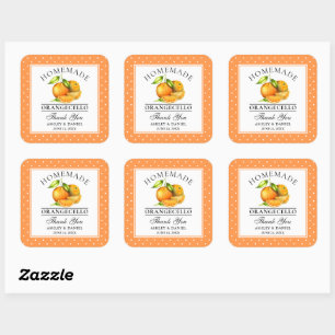 Sticker Carré Aquarelle Oranges Dots Orangecello Mariage Merci