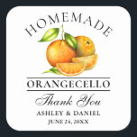 Sticker Carré Aquarelle Oranges Orangecello Mariage Merci<br><div class="desc">Elégante aquarelle Oranges Mariage Orangecello maison Stickers Merci</div>