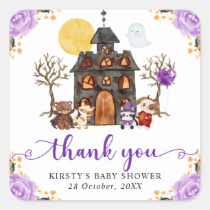 Sticker Carré Aquarelle ou traitement Halloween Baby shower Sq