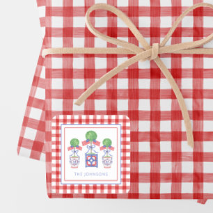 Sticker Carré Aquarelle Patriotique American Flag Topiary Cadeau