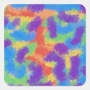 Sticker Carré aquarelle peinture licorne terre magie