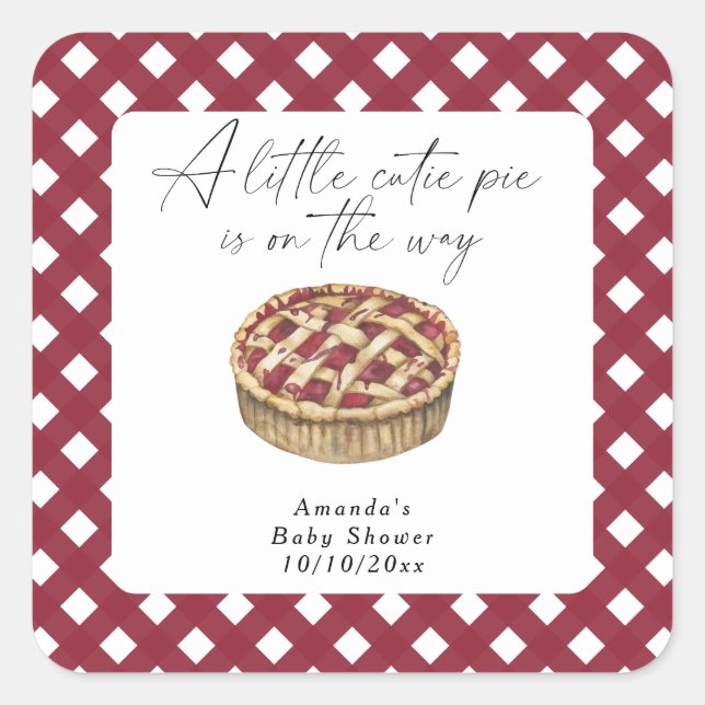 Sticker Carré Aquarelle petit baby shower à tarte (Devant)