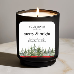 Sticker Carré "Aquarelle Pine verte et Buffalo rouge plaid