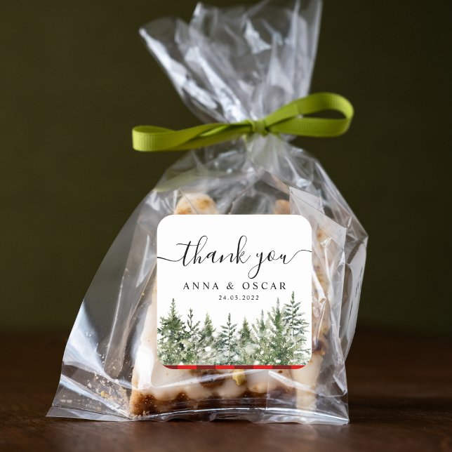 Sticker Carré Aquarelle Pine verte et Buffle rouge Plaid (Créateur téléchargé)