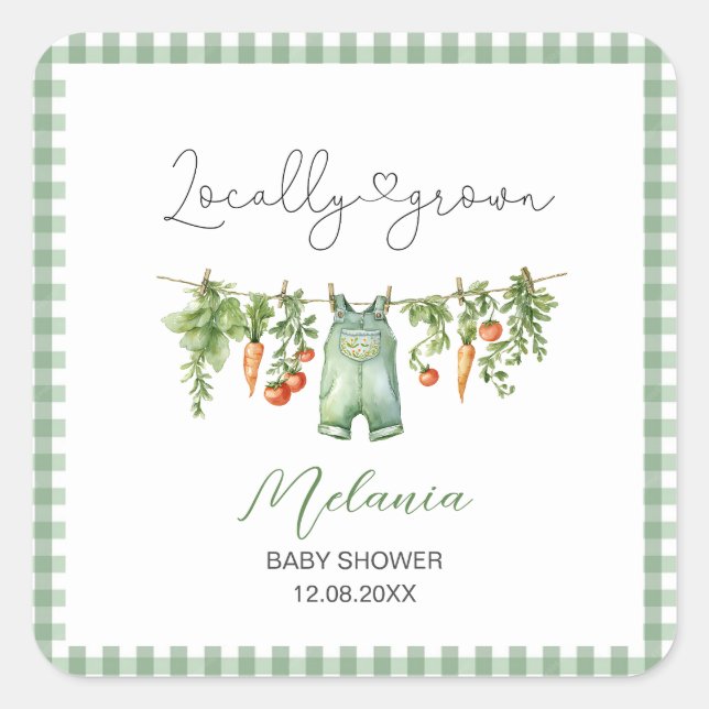 Sticker Carré    Aquarelle Plaque en papier pour baby shower de  (Devant)