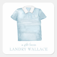 Aquarelle Preppy Blue Monogram Golf Polo Shirt