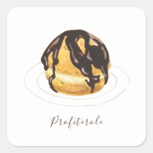 Sticker Carré Aquarelle profiterole