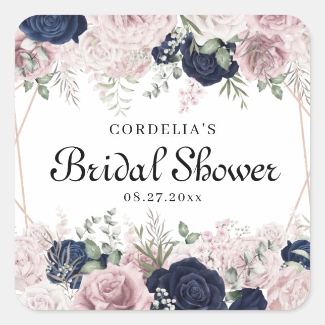 Sticker Carré Aquarelle romantique Roses roses rose Fête des mar (Devant)