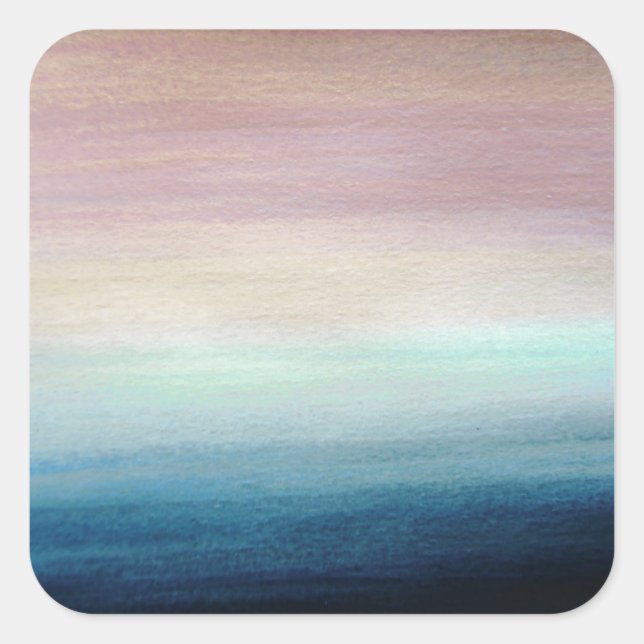 Sticker Carré Aquarelle rose et bleu foncé | (Devant)