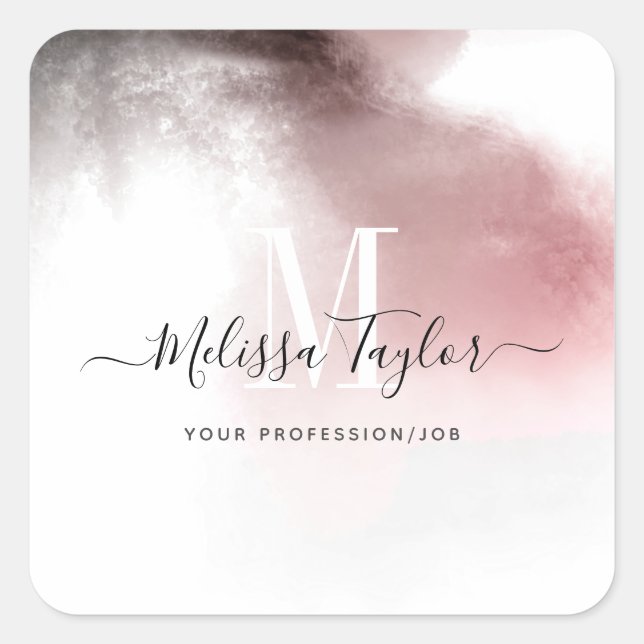 Sticker Carré Aquarelle rose et violet chic Ombre (Devant)