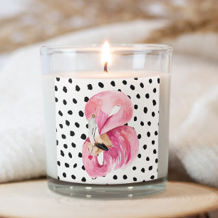 Sticker Carré Aquarelle rose exotique moderne Flamant rose & poi