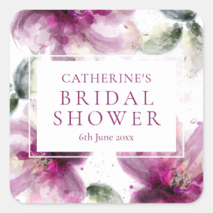 Sticker Carré Aquarelle rose Lily Fête des mariées florale