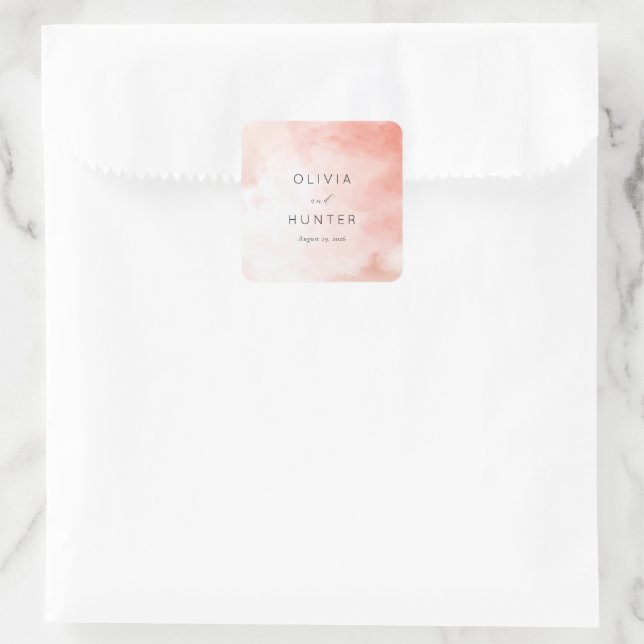 Sticker Carré Aquarelle Rose Romantique (Sac)