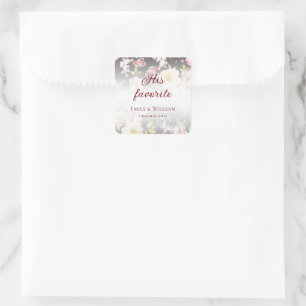 Sticker Carré Aquarelle rose Roses jaunes, noir flou, Mariage
