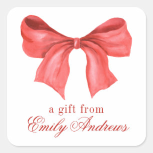 Sticker Carré Aquarelle rouge Bow