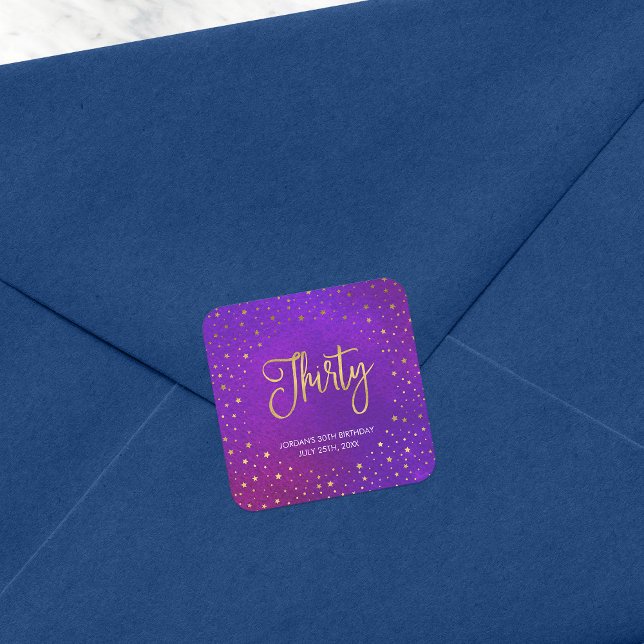 Sticker Carré Aquarelle rouge étoilée 30e anniversaire (Créateur téléchargé)