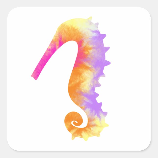 Sticker Carré Aquarelle Seahorse (Devant)